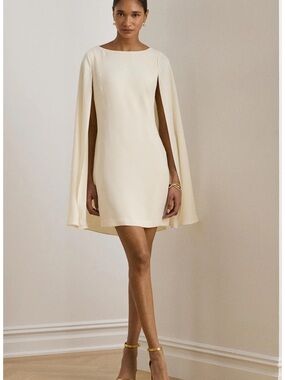 Lauren Ralph Lauren Cape Detail Georgette Cocktail Minidress